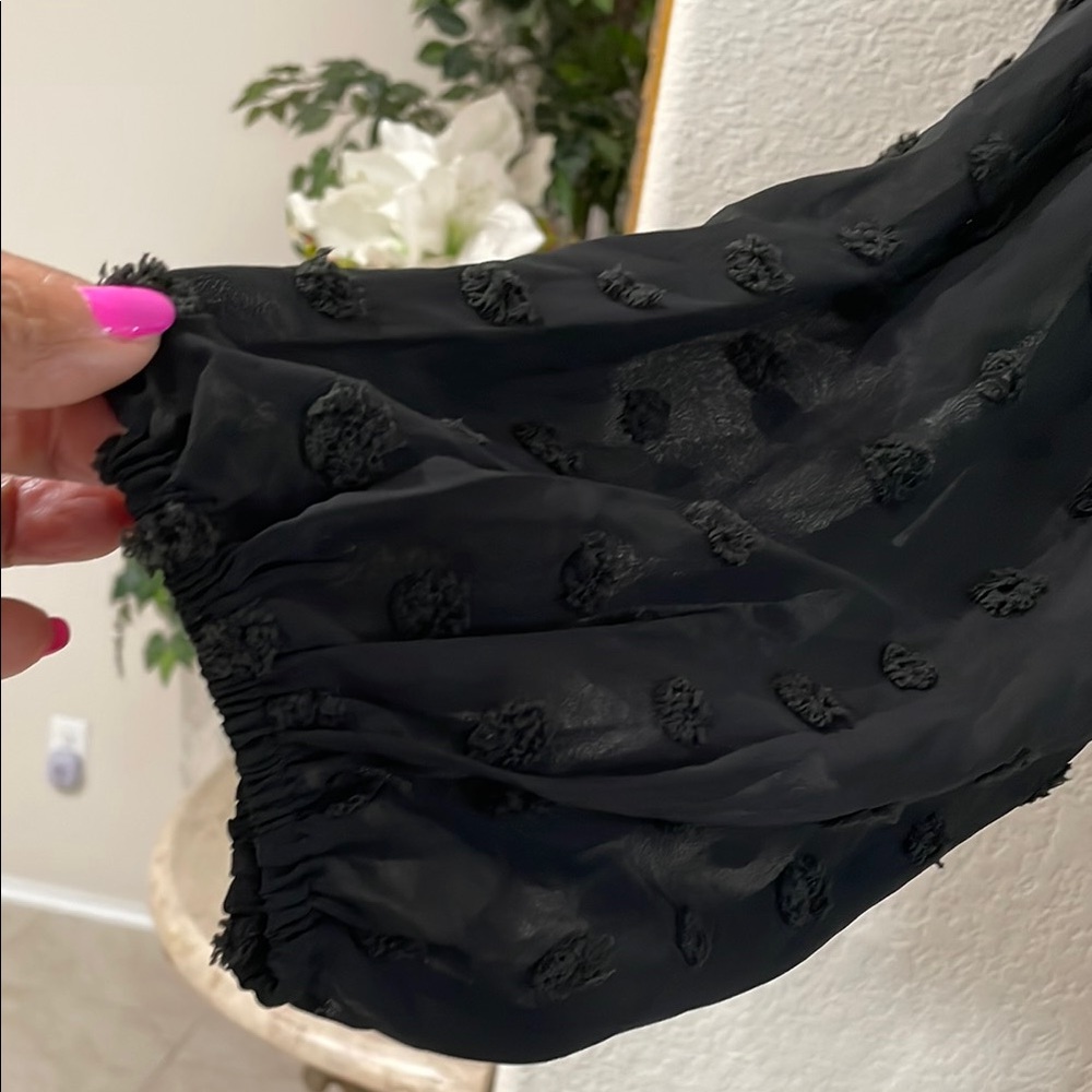 Entro Black Sheer Flutter Sleeve Blouse Gorgeous Top! SZ:L like new - Picture 8 of 14